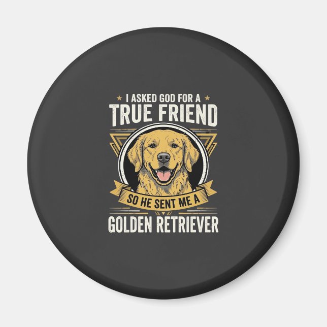 Imán Perro amigo verdadero Retriever Dorado (Frente)