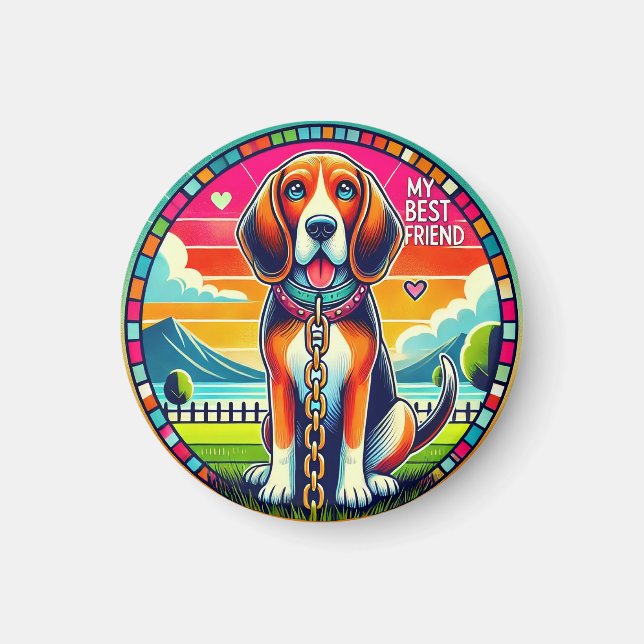 Imán Perro animado lindo (Frente)