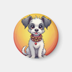 Imán Perro animado lindo con collar