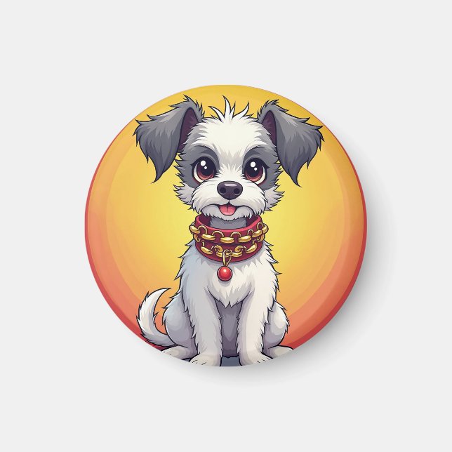 Imán Perro animado lindo con collar (Frente)