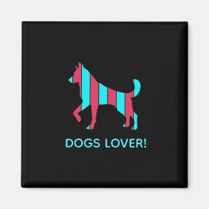 Imán Perro - Arte pop Mascota, animal abstracto azul y