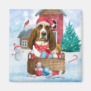 Imán Perro atormentado en la nieve Navidad Casa de perr