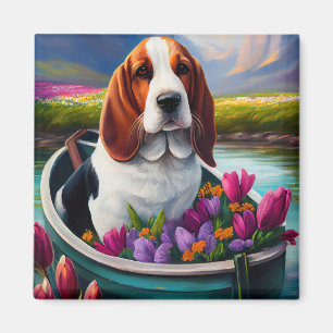 Imán Perro Basset Hound en una paleta: Una aventura esc