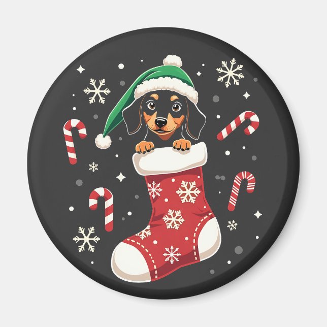 Imán Perro Beagle con amantes de los Navidades de Santa (Frente)