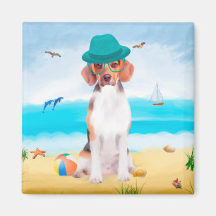 Imán Perro Beagle En La Playa