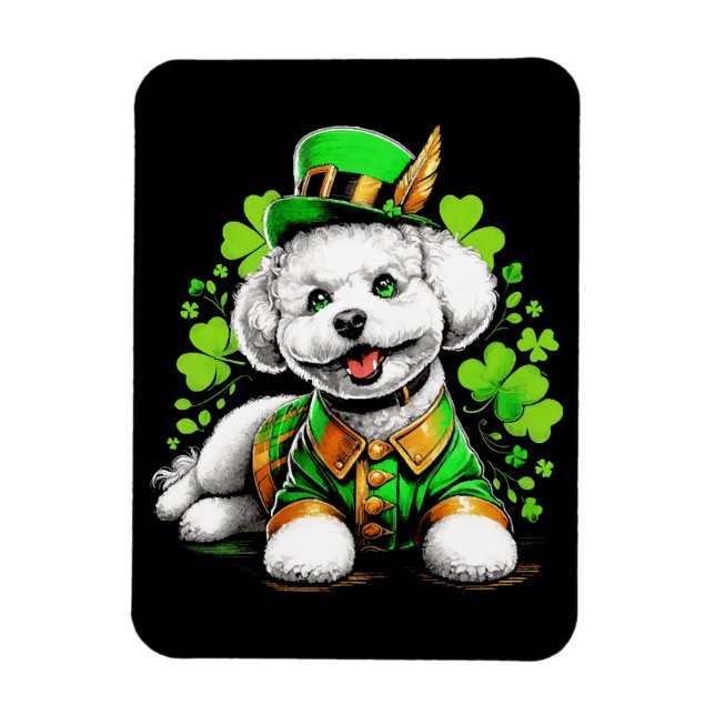 Imán Perro Bichon Frise Día de San Patricio (Vertical)