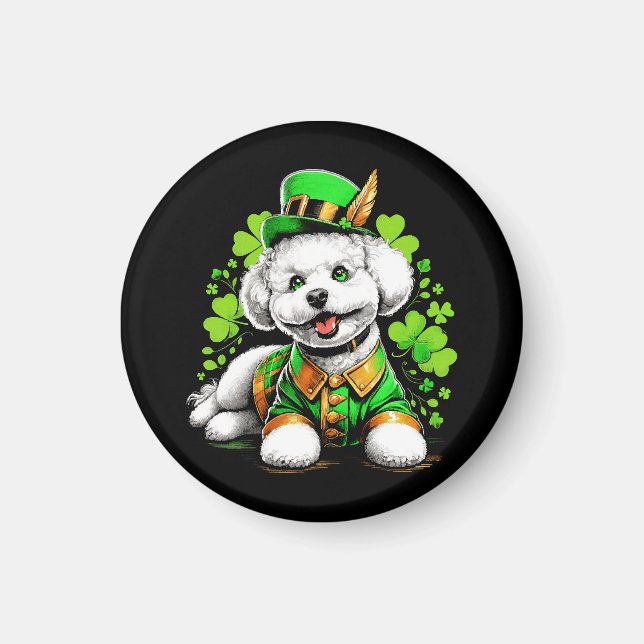 Imán Perro Bichon Frise Día de San Patricio (Frente)
