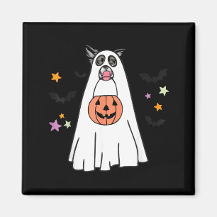 Imán Perro Border Collie Blanco Y Negro Boo Halloween