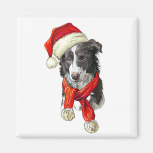 Imán perro Border Collie de Navidad