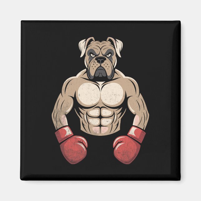 Imán Perro Boxer Guantes de Boxeo Perros Mascotas Boxea (Frente)