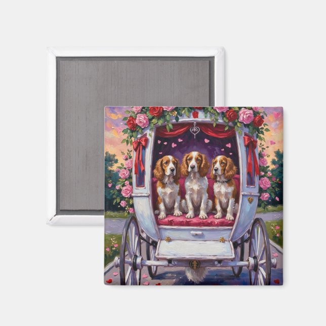 Imán Perro Brittany Spaniel Día de San Valentín  (Anverso/Reverso)