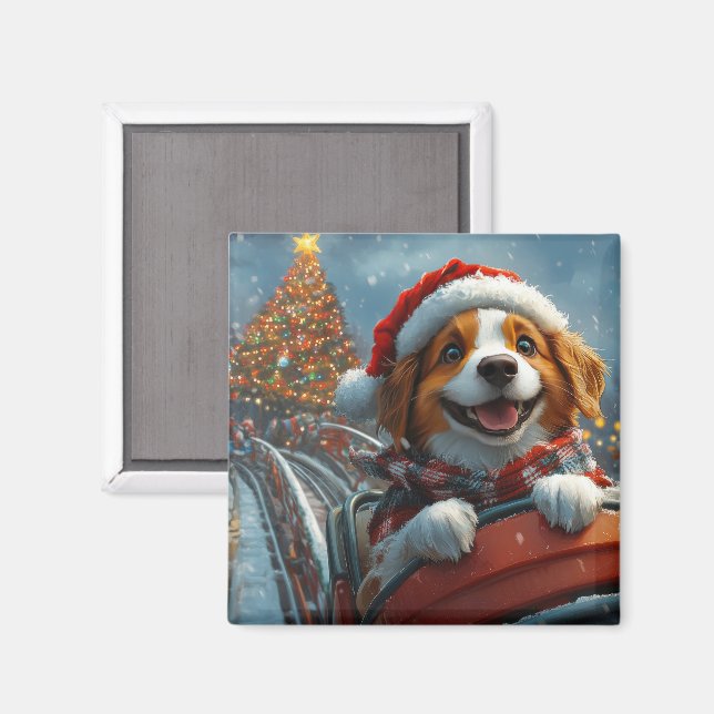Imán Perro Brittany Spaniel Navidad (Anverso/Reverso)