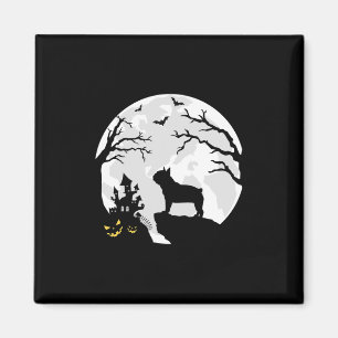 Imán Perro bulldog En La Luna Vestimenta Halloween Homb