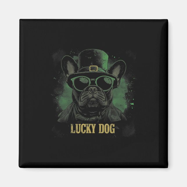 Imán Perro Bulldog francés - San Patricio (Frente)
