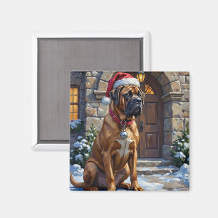 Imán Perro Bullmastiff Guardián de la Mansión de Navida