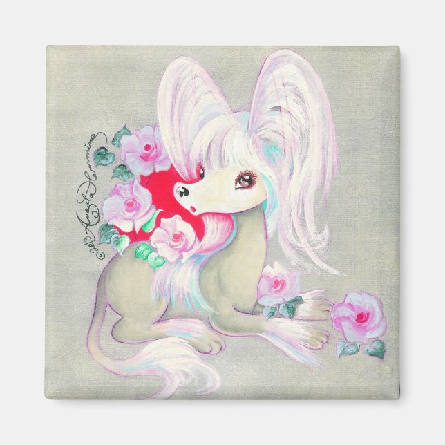 Imán Perro cachorro chino con cachorro (Frente)