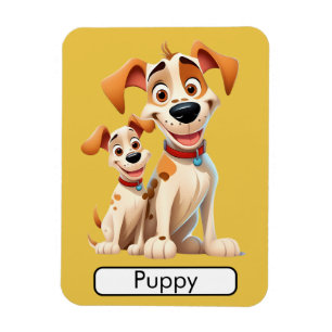 Imán Perro/ cachorro con tarjeta volcánica animal, niño