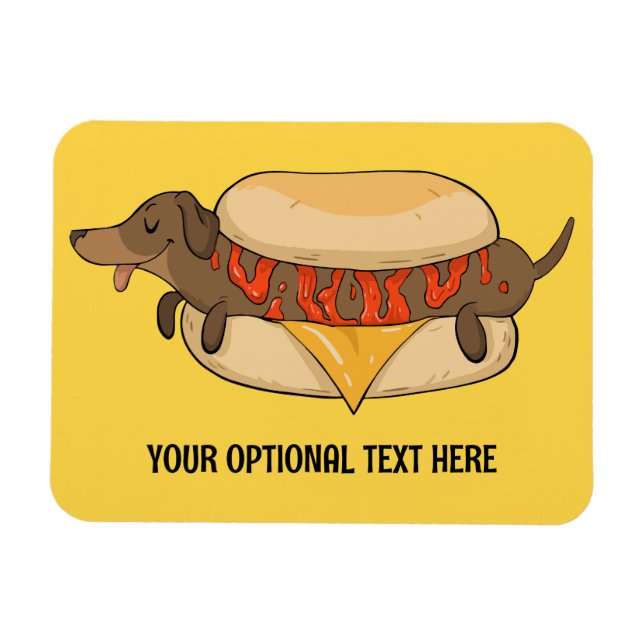Imán Perro Caliente de Texto Personalizado (Horizontal)