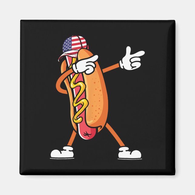Imán Perro caliente del 4 de julio Singles Bandera de A (Frente)