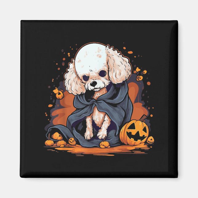 Imán Perro Caniche Halloween (Frente)