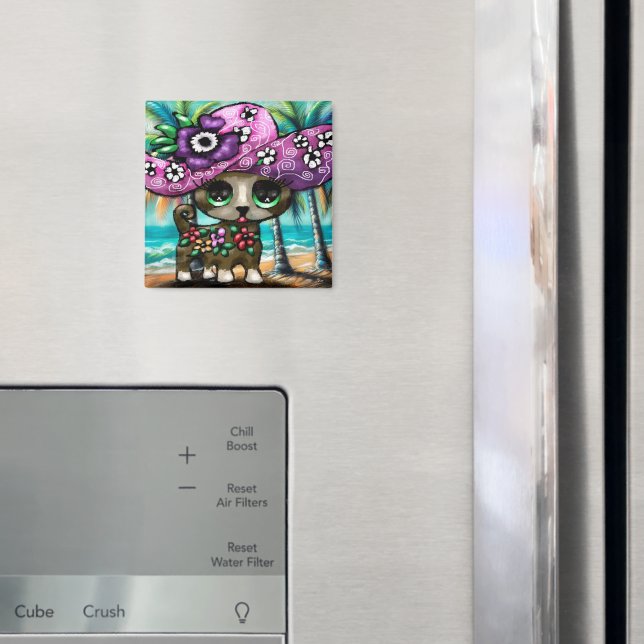 Imán Perro chihuahua caprichoso en palmeras de vacacion (In situ (nevera))