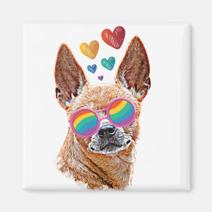 Imán Perro Chihuahua con Corazones Día de San Valentín