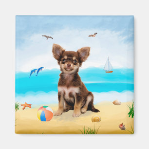 Imán Perro Chihuahua en la playa