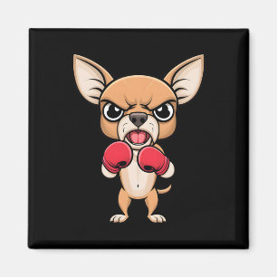 Imán Perro chihuahua enojado con guantes de boxeo Masco