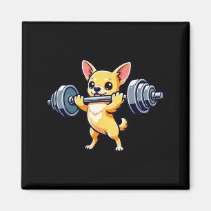 Imán perro Chihuahua levantamiento de pesas gimnasio