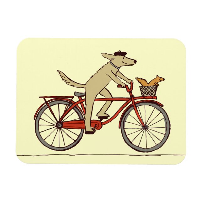 Imán Perro ciclista con amigo ardilla - Arte animal div (Horizontal)