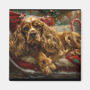 Imán Perro Cocker Spaniel Navidad Festiva