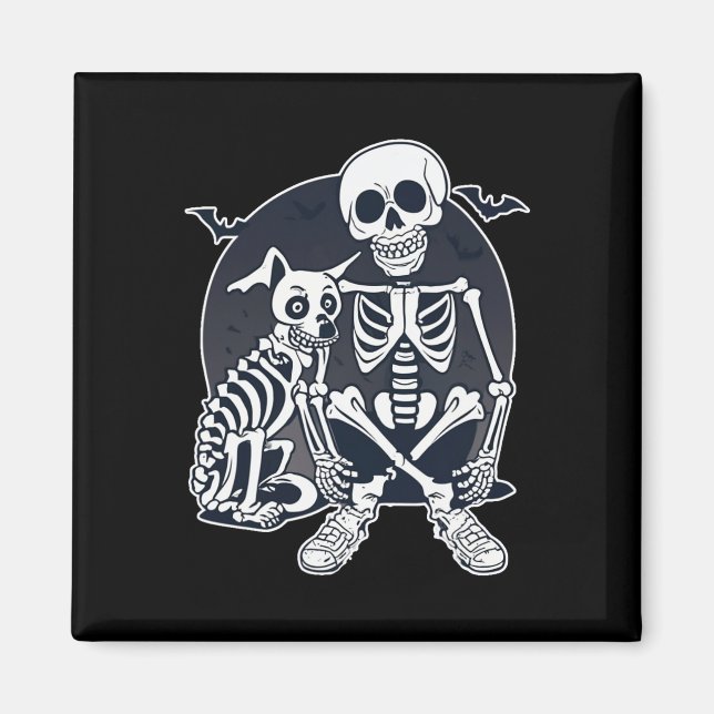 Imán Perro Como Huesos Halloween Disfraz de esqueleto (Frente)