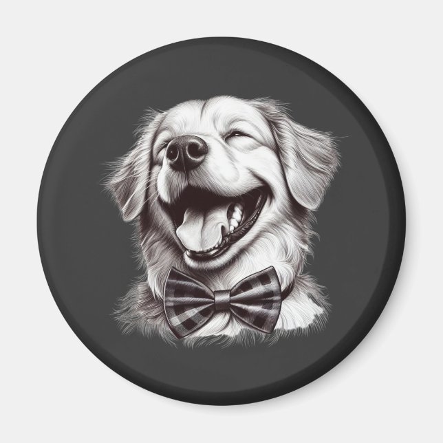Imán perro con corbata de arco riendo (Frente)