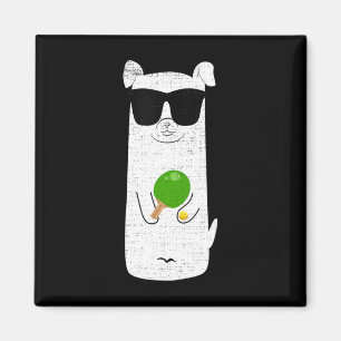 Imán Perro con gafas de sol jugando mesa Tenis Diversió