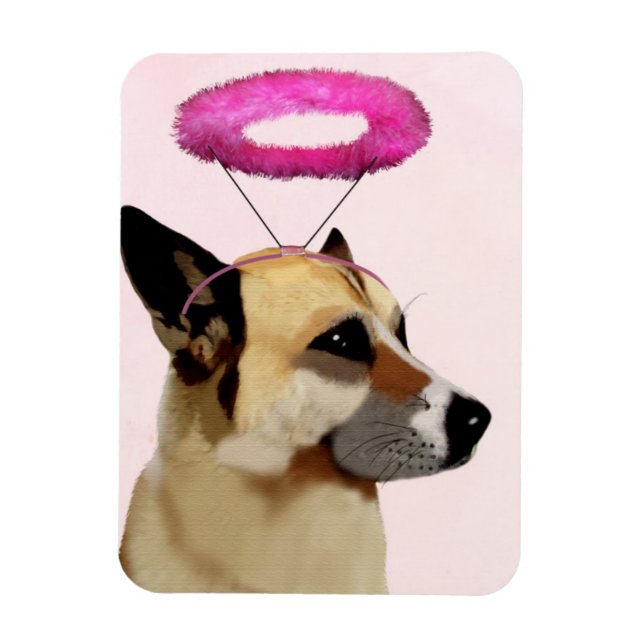 Imán Perro con Halo Rosa (Vertical)