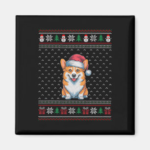 Imán Perro Corgi Usando Sombrero Santa Fea Xmas Amantes