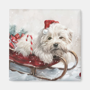 Imán Perro Coton De Tulear Fiesta Navideña