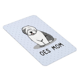 Imán Perro Cute OES Mamá Sheepdog Inglés Viejo (Gris 1)