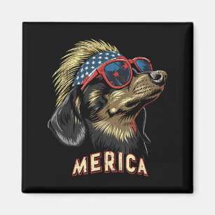 Imán Perro Dachshund - divertida bandera americana del