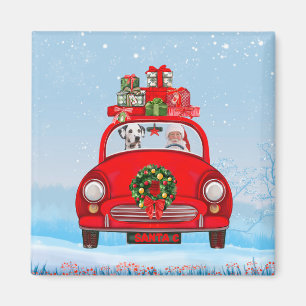 Imán Perro Dalmatiano En Coche Con Santa Claus