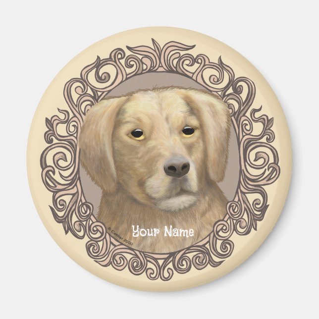 Imán Perro de aguas dorado ornamentado (Frente)