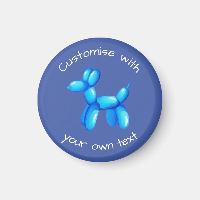 Imán Perro de Animal de Globo Azul con Texto Personaliz (Frente)