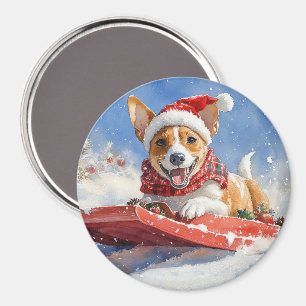 Imán Perro de Basenji en escabeche Navidades de la niev