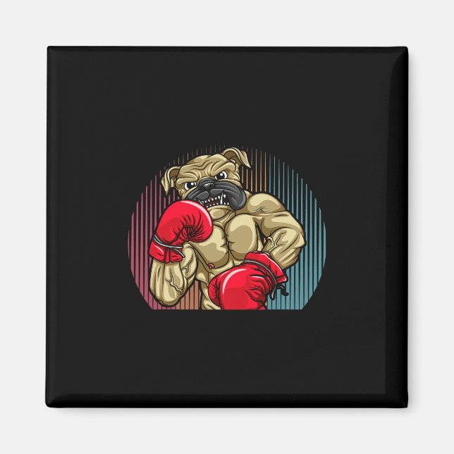Imán Perro de boxeo con guantes de boxeo de peso pesado (Frente)