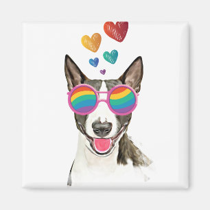 Imán Perro de Bull Terrier con El día de San Valentín d