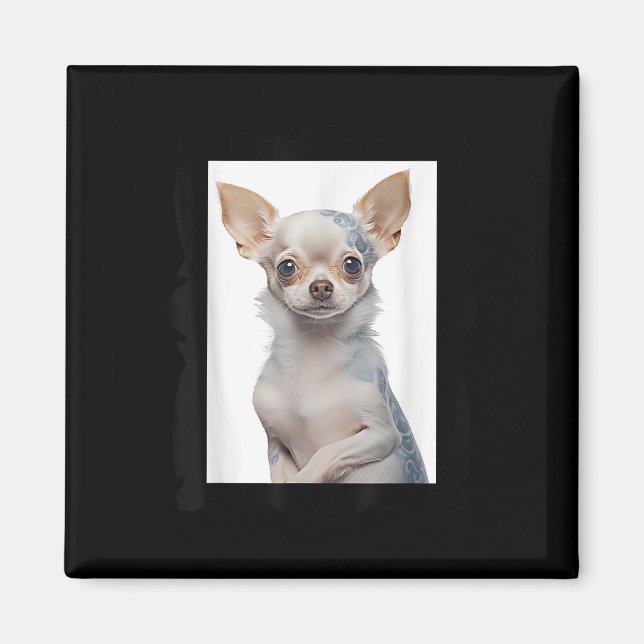 Imán Perro de Chihuahua Steampunk con perro de los tatu (Frente)