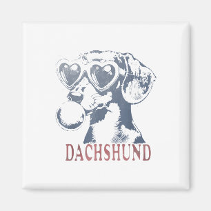 Imán Perro De Dachshund Con Gles Del Corazón Goma De Bu