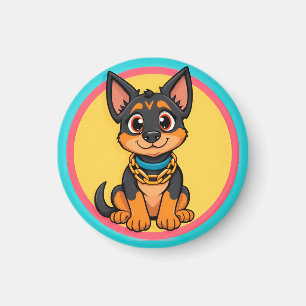 Imán Perro de dibujos animados adorable sonriendo alegr