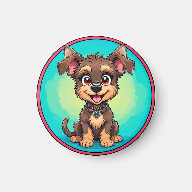 Imán Perro de dibujos animados alegre (Frente)