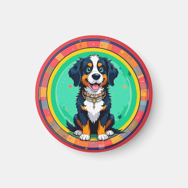 Imán Perro de dibujos animados alegre (Frente)